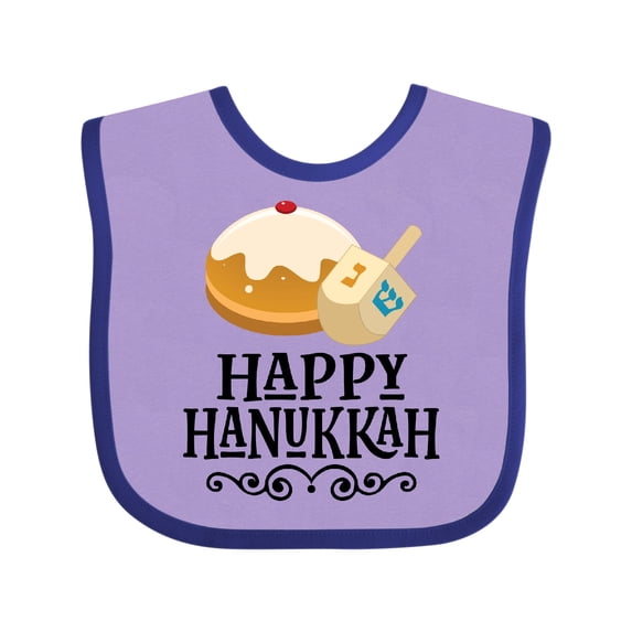 Inktastic Happy Hanukkah Dreidel Donut Boys or Girls Baby Bib