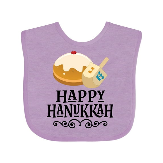 Inktastic Happy Hanukkah Dreidel Donut Boys or Girls Baby Bib