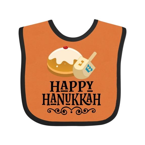 Inktastic Happy Hanukkah Dreidel Donut Boys or Girls Baby Bib