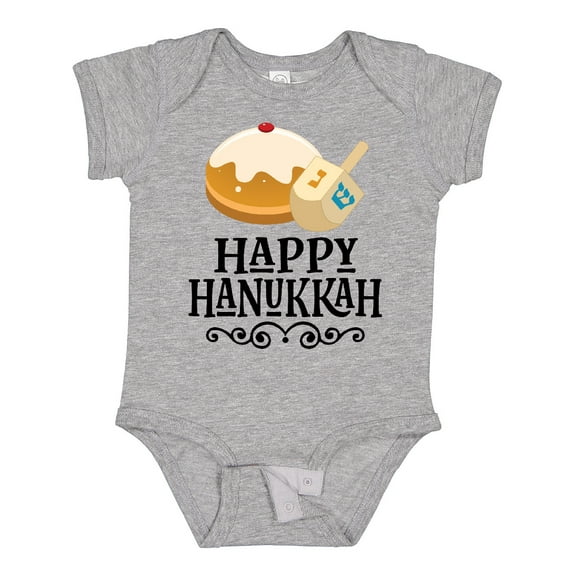 Inktastic Happy Hanukkah Dreidel Donut Boys or Girls Baby Bodysuit