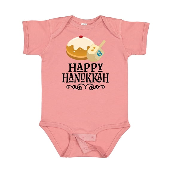 Inktastic Happy Hanukkah Dreidel Donut Boys or Girls Baby Bodysuit
