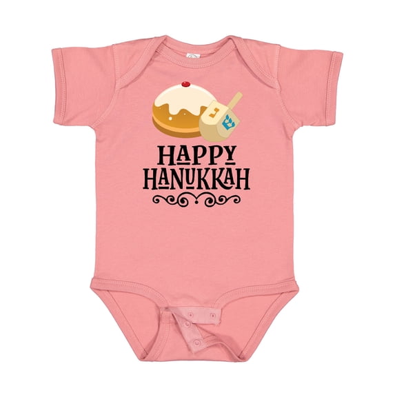 Inktastic Happy Hanukkah Dreidel Donut Boys or Girls Baby Bodysuit
