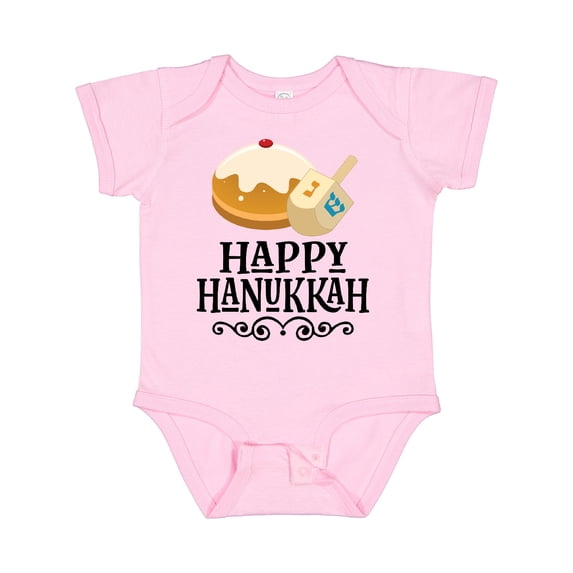 Inktastic Happy Hanukkah Dreidel Donut Boys or Girls Baby Bodysuit