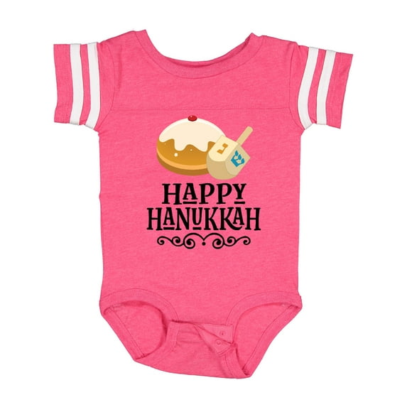 Inktastic Happy Hanukkah Dreidel Donut Boys or Girls Baby Bodysuit
