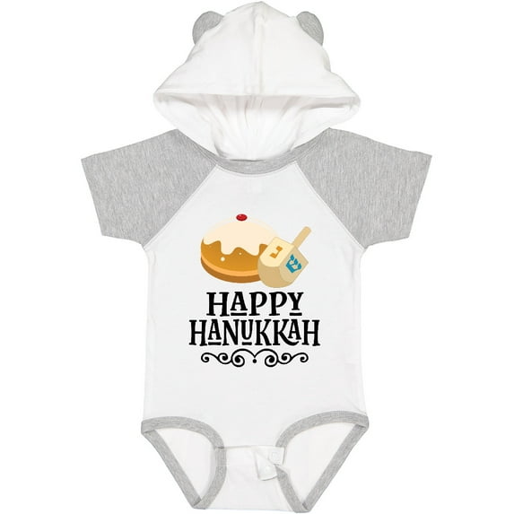 Inktastic Happy Hanukkah Dreidel Donut Boys or Girls Baby Bodysuit