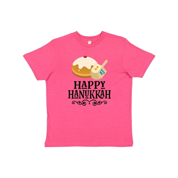Inktastic Happy Hanukkah Dreidel Donut Youth T-Shirt