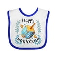 thumbnail image 1 of Inktastic Happy Hanukkah Dreidel and Laurels Boys or Girls Baby Bib, 1 of 4