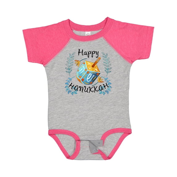 Inktastic Happy Hanukkah Dreidel and Laurels Boys or Girls Baby Bodysuit