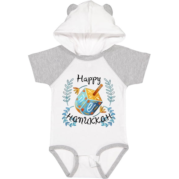Inktastic Happy Hanukkah Dreidel and Laurels Boys or Girls Baby Bodysuit