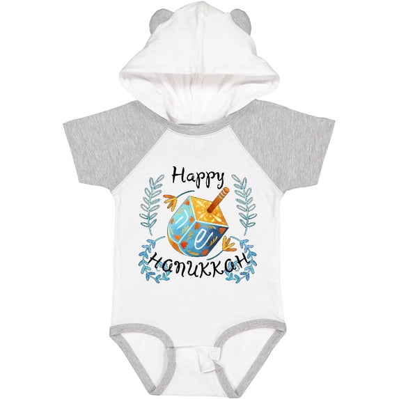 Inktastic Happy Hanukkah Dreidel and Laurels Boys or Girls Baby Bodysuit