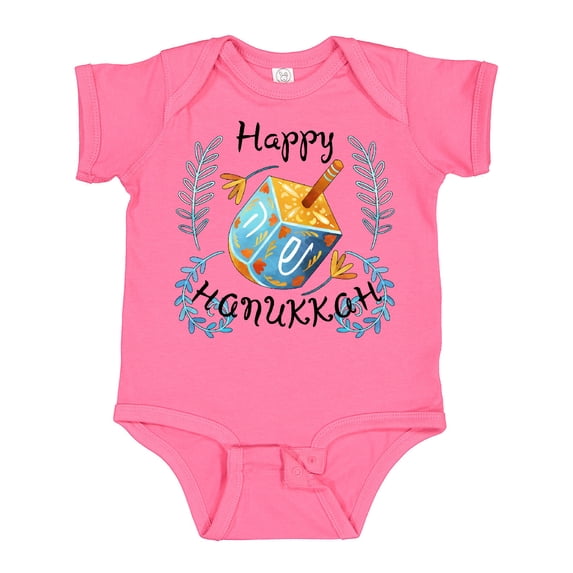 Inktastic Happy Hanukkah Dreidel and Laurels Boys or Girls Baby Bodysuit