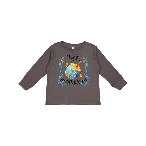 Inktastic Happy Hanukkah Dreidel and Laurels Boys or Girls Long Sleeve Toddler T-Shirt
