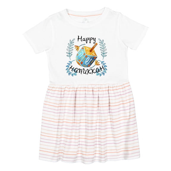 Inktastic Happy Hanukkah Dreidel and Laurels Girls Toddler Dress