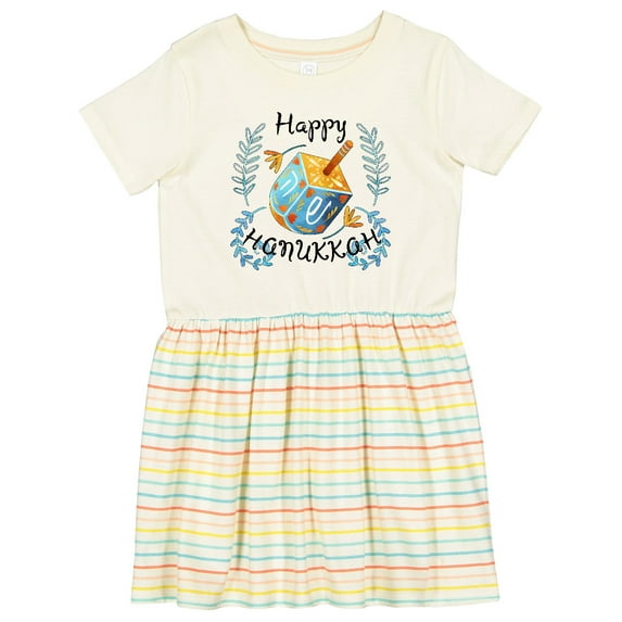 Inktastic Happy Hanukkah Dreidel and Laurels Girls Toddler Dress