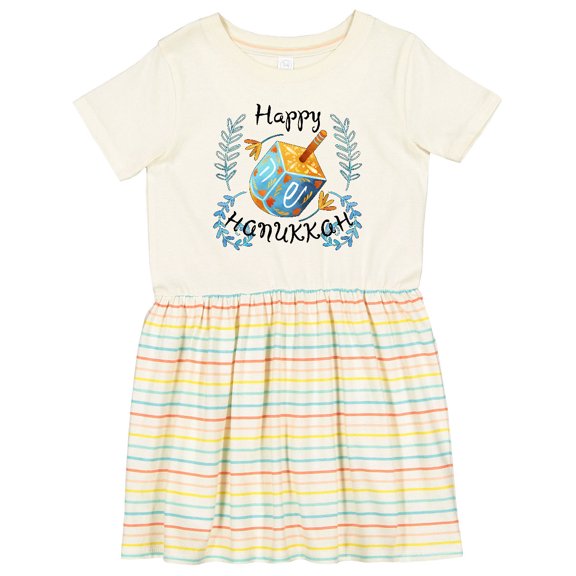 Inktastic Happy Hanukkah Dreidel and Laurels Girls Toddler Dress