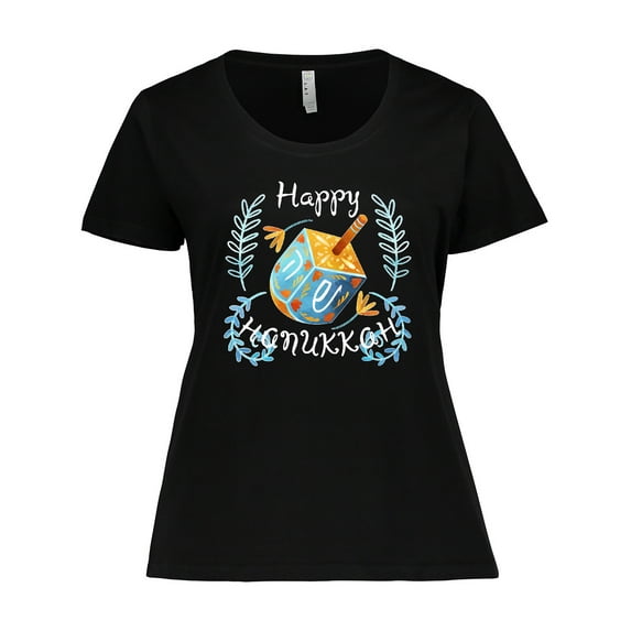 Inktastic Happy Hanukkah Dreidel and Laurels Women's Plus Size T-Shirt