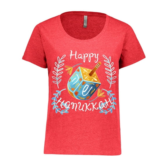 Inktastic Happy Hanukkah Dreidel and Laurels Women's Plus Size T-Shirt