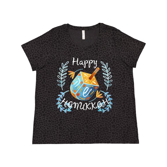 Inktastic Happy Hanukkah Dreidel and Laurels Women's Plus Size T-Shirt