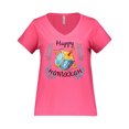 thumbnail image 1 of Inktastic Happy Hanukkah Dreidel and Laurels Women's Plus Size V-Neck T-Shirt, 1 of 4