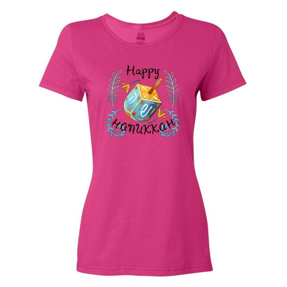 Inktastic Happy Hanukkah Dreidel and Laurels Women's T-Shirt