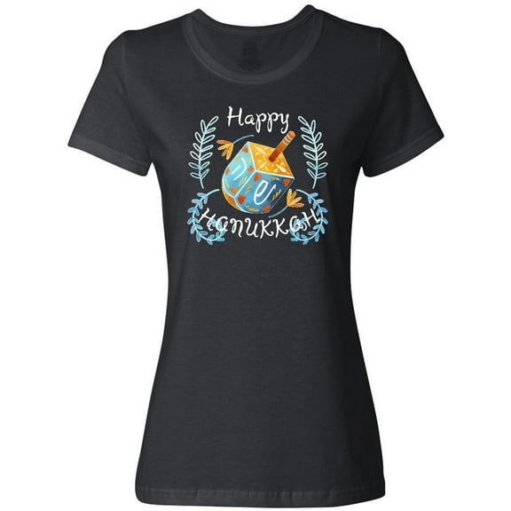Inktastic Happy Hanukkah Dreidel and Laurels Women's T-Shirt