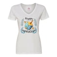 thumbnail image 1 of Inktastic Happy Hanukkah Dreidel and Laurels Women's V-Neck T-Shirt, 1 of 5