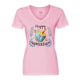 thumbnail image 1 of Inktastic Happy Hanukkah Dreidel and Laurels Women's V-Neck T-Shirt, 1 of 5