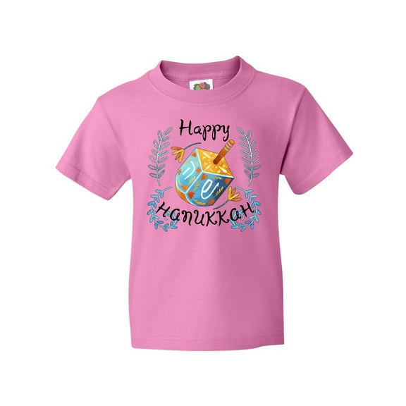 Inktastic Happy Hanukkah Dreidel and Laurels Youth T-Shirt