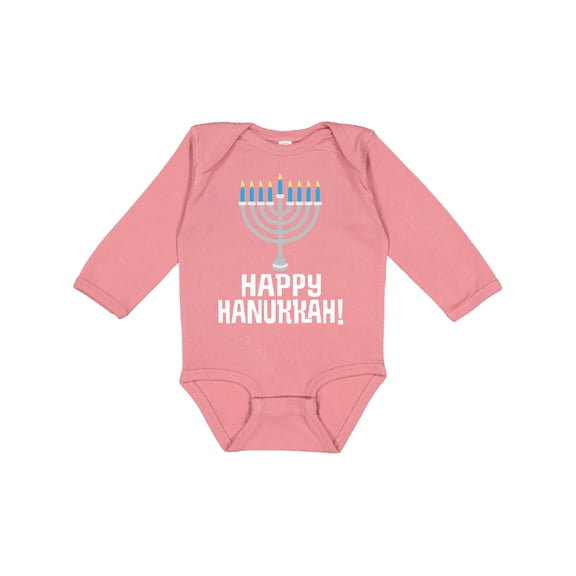 Inktastic Happy Hanukkah Menorah Boys or Girls Long Sleeve Baby Bodysuit