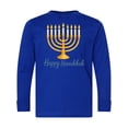 thumbnail image 1 of Inktastic Happy Hanukkah Menorah Lighting Long Sleeve Youth T-Shirt, 1 of 5
