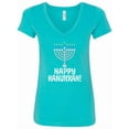thumbnail image 1 of Inktastic Happy Hanukkah Menorah Women's V-Neck T-Shirt, 1 of 5