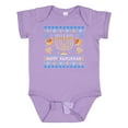 thumbnail image 1 of Inktastic Happy Hanukkah Sweater Style Design with Menorah and Dreidel Boys or Girls Baby Bodysuit, 1 of 5
