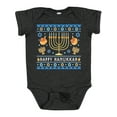 thumbnail image 1 of Inktastic Happy Hanukkah Sweater Style Design with Menorah and Dreidel Boys or Girls Baby Bodysuit, 1 of 5