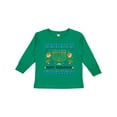 thumbnail image 1 of Inktastic Happy Hanukkah Sweater Style Design with Menorah and Dreidel Boys or Girls Long Sleeve Toddler T-Shirt, 1 of 5