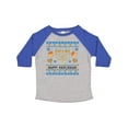 thumbnail image 1 of Inktastic Happy Hanukkah Sweater Style Design with Menorah and Dreidel Boys or Girls Toddler T-Shirt, 1 of 5