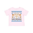 thumbnail image 1 of Inktastic Happy Hanukkah Sweater Style Design with Menorah and Dreidel Boys or Girls Toddler T-Shirt, 1 of 5