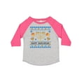 thumbnail image 1 of Inktastic Happy Hanukkah Sweater Style Design with Menorah and Dreidel Boys or Girls Toddler T-Shirt, 1 of 5
