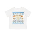 thumbnail image 1 of Inktastic Happy Hanukkah Sweater Style Design with Menorah and Dreidel Boys or Girls Toddler T-Shirt, 1 of 5