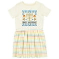 thumbnail image 1 of Inktastic Happy Hanukkah Sweater Style Design with Menorah and Dreidel Girls Toddler Dress, 1 of 5