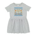 thumbnail image 1 of Inktastic Happy Hanukkah Sweater Style Design with Menorah and Dreidel Girls Toddler Dress, 1 of 5