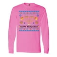 thumbnail image 1 of Inktastic Happy Hanukkah Sweater Style Design with Menorah and Dreidel Long Sleeve T-Shirt, 1 of 5