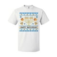 thumbnail image 1 of Inktastic Happy Hanukkah Sweater Style Design with Menorah and Dreidel T-Shirt, 1 of 5