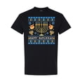 thumbnail image 1 of Inktastic Happy Hanukkah Sweater Style Design with Menorah and Dreidel T-Shirt, 1 of 5