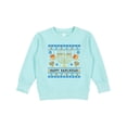thumbnail image 1 of Inktastic Happy Hanukkah Sweater Style Design with Menorah and Dreidel Toddler Sweatshirt, 1 of 4
