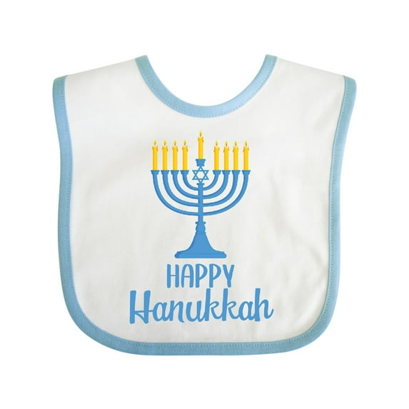 Inktastic Happy Hanukkah with Blue Menorah Boys or Girls Baby Bib