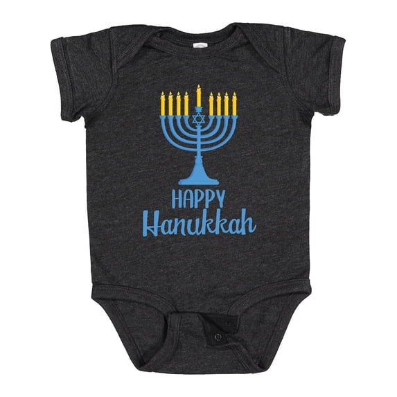 Inktastic Happy Hanukkah with Blue Menorah Boys or Girls Baby Bodysuit