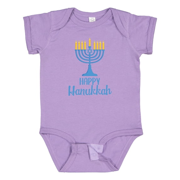 Inktastic Happy Hanukkah with Blue Menorah Boys or Girls Baby Bodysuit
