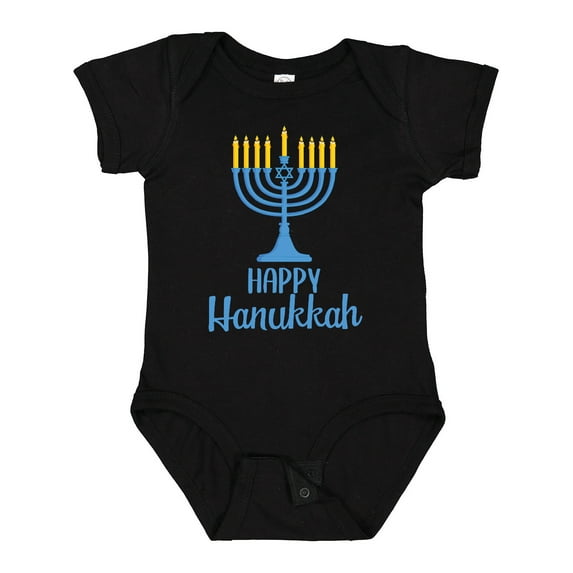 Inktastic Happy Hanukkah with Blue Menorah Boys or Girls Baby Bodysuit