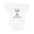 thumbnail image 1 of Inktastic Happy Hanukkah with Blue Menorah Boys or Girls Baby Bodysuit, 1 of 5