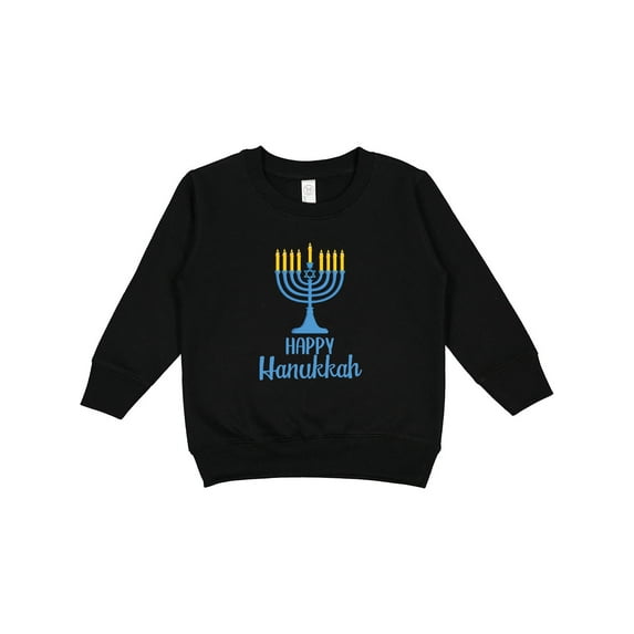 Inktastic Happy Hanukkah with Blue Menorah Toddler Sweatshirt